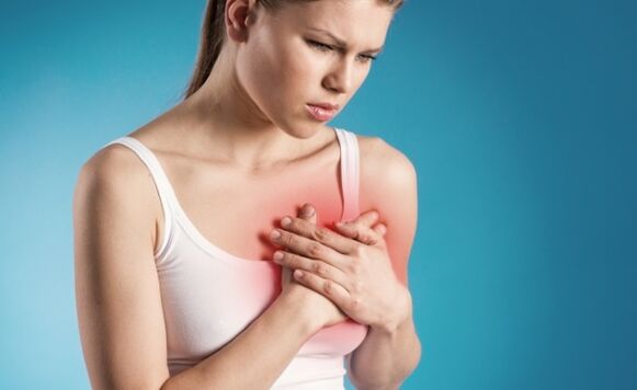 Une sensation de douleur dans la région cardiaque est l'un des signes de l'ostéochondrose thoracique.